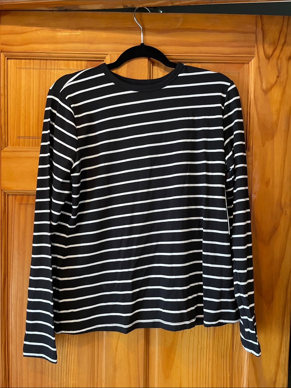 a.n.a Black and White Striped Long-Sleeve Tee